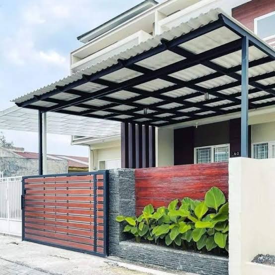 Kanopi Atap alderon (jangka panjang) Ketebalan besi 1,2" Bahan :  Hollow galvalum 40x60 Hollow galvalum 40x40 Atap : Alderon