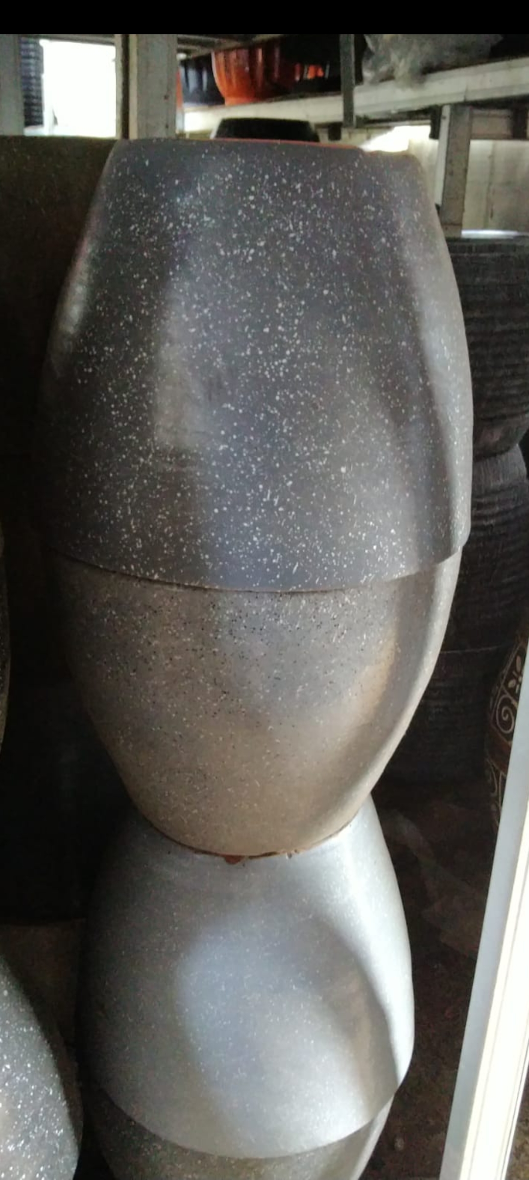 Pot gerabah motif teraso - grey d.35cm